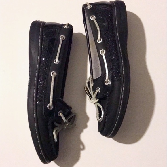 Sperry Top-Sider Black And Glitter Boat Shoes - Picture 4 of 7